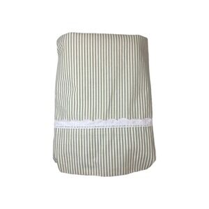 Vtg 90s Martha Stewart Everyday Green Stripe Scalloped Hemstitch Flat Sheet Twin